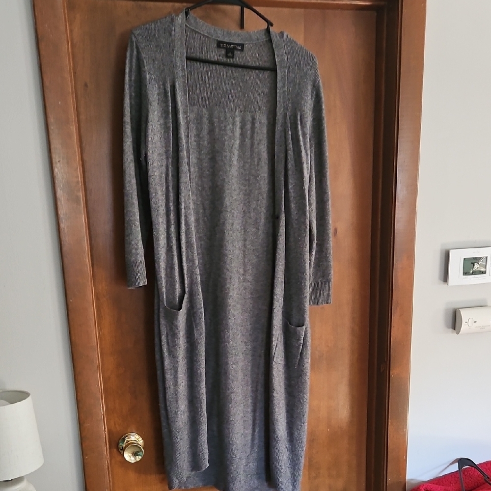 Gray Long Cardigan with Pockets